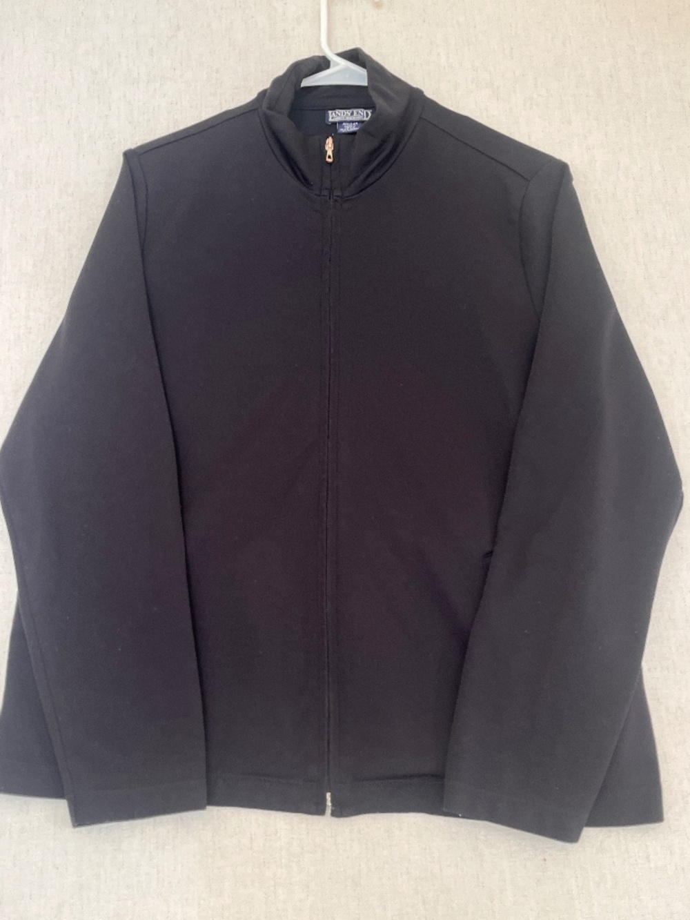 Lands' End Women's Jacket Black Full Zip Stand Collar Size L 14-16 Regular